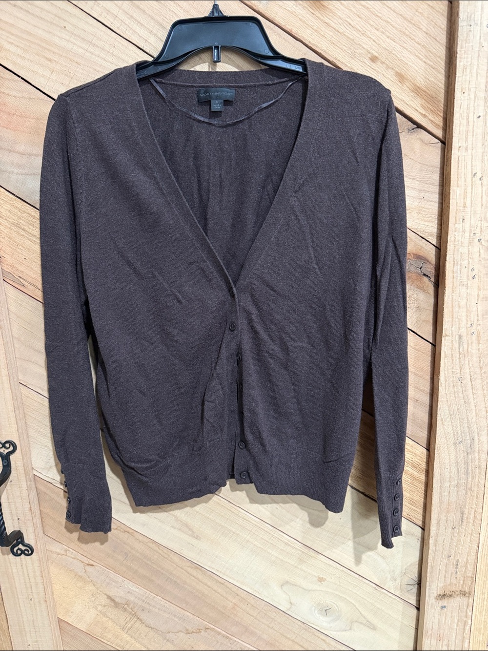 Worthington Dark Brown V-Neck Button Front Cardigan